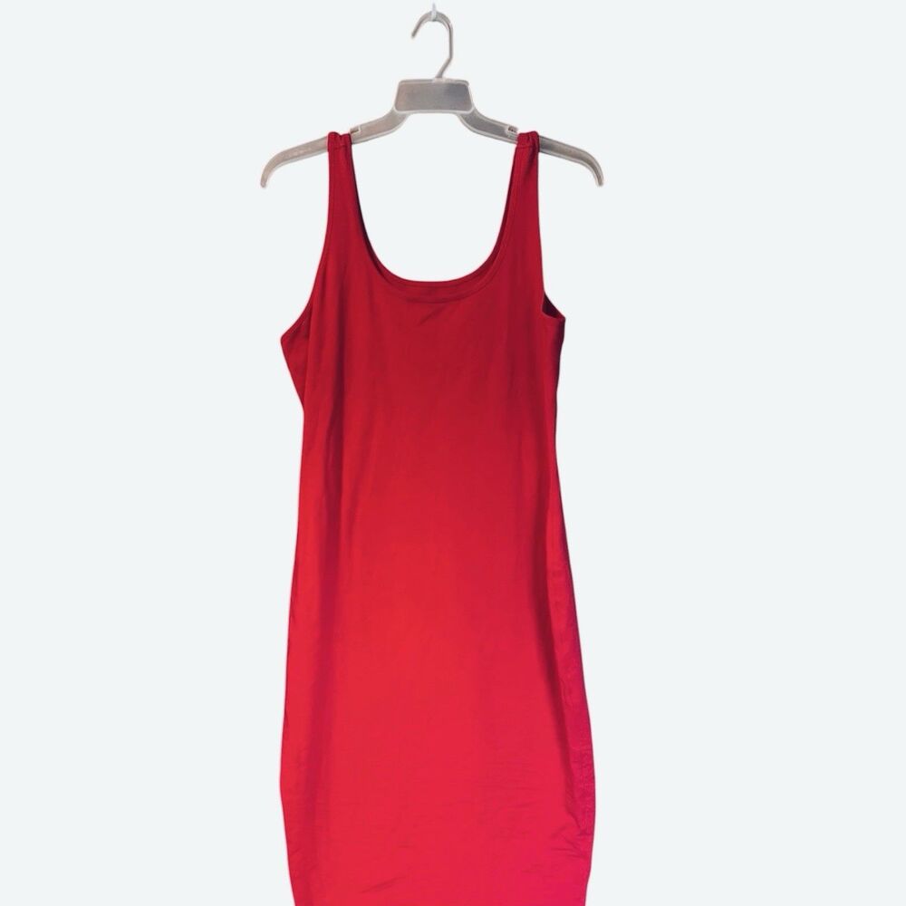 Ava & Viv Stretch Red Tank Midi Dress Size 1X Scoop Neck